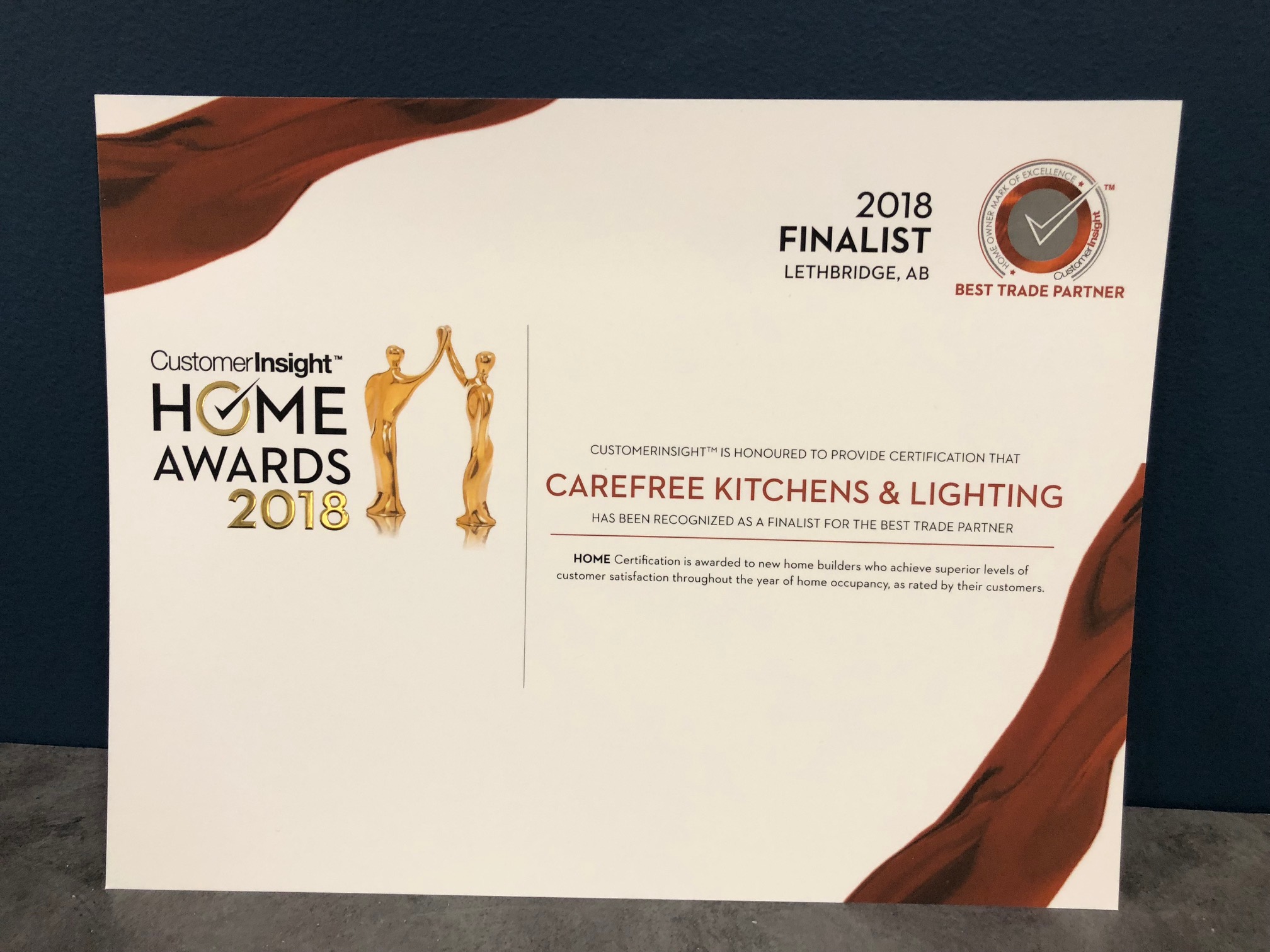 Customer Insights Home Awards 2018 - Carefree Kitchens & Lighting - Best Trade Partner